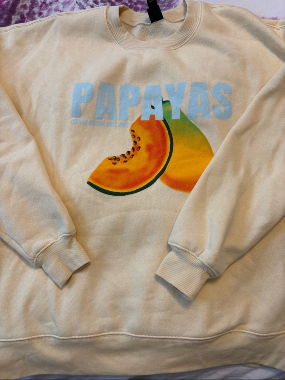 wild fable Cream Graphic "PAPAYAS" Sweatshirt with Orange Fruit Print